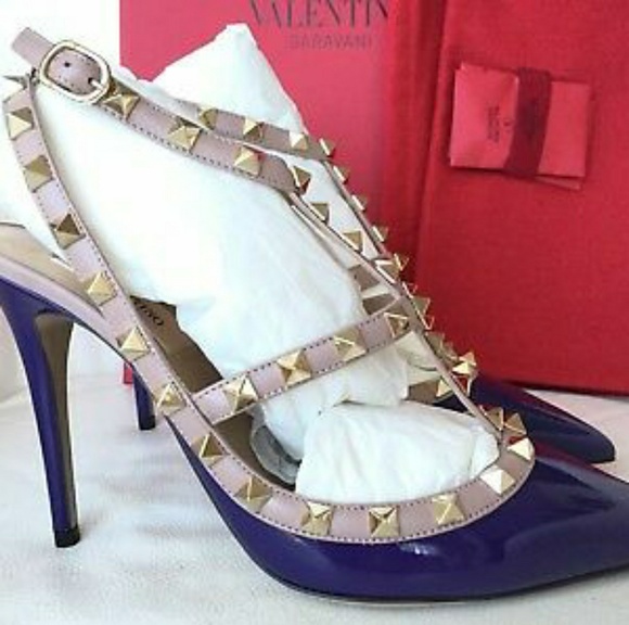VALENTINO Garavani Rockstud Patent Purp/Nude Pumps - Picture 5 of 11